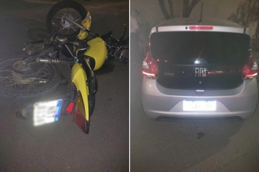 NOVA ANDRADINA: Colisão entre carro e moto deixa feridos