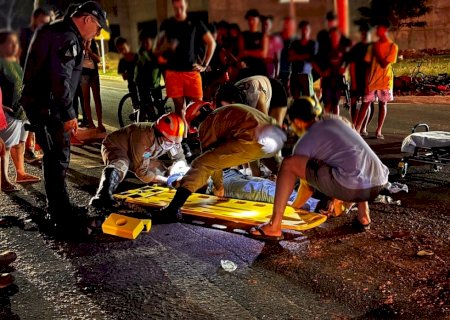 IVINHEMA: Acidente entre carro e moto deixa jovem gravemente ferido