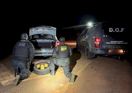 NOVA ANDRADINA: DOF apreende veículo com droga em pneu