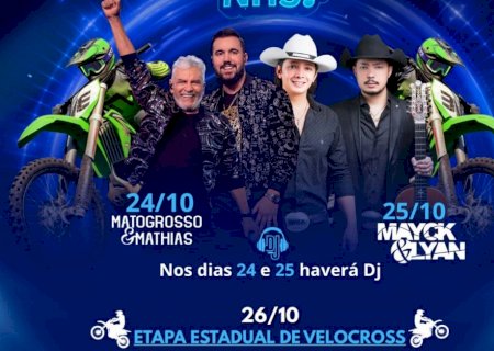 NOVO HORIZONTE DO SUL: Matogrosso & Mathias, Mayck & Lyan e Velocross agitam a cidade neste final de semana