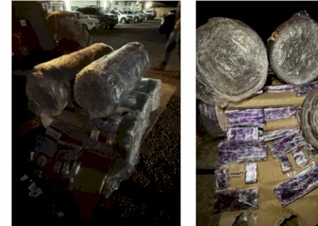 Polícia apreende 343 kg de maconha escondidos em rolos de tapete e ar-condicionado