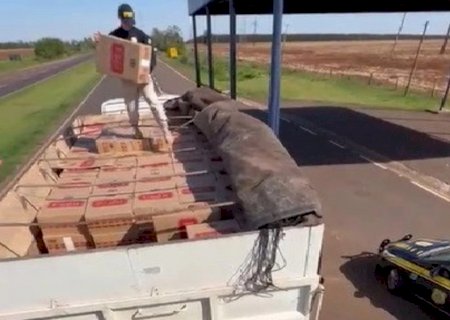 Carreta com 400 mil maços de cigarros é apreendida pela PRF em Caarapó