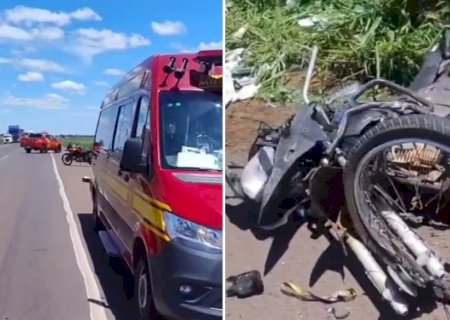 Motociclista sofre amputação de perna em acidente com carreta