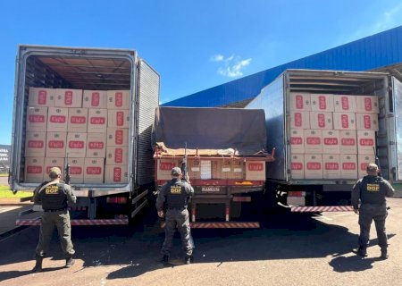 DOF apreende três caminhões carregados com cigarros contrabandeados avaliados em quase R$ 3 milhões