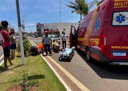 IVINHEMA: Motociclista fica ferida após colisão na Avenida Brasil