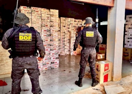 DOF localiza entrepostos de contrabandistas em Dourados e Douradina e apreende R$ 1,5 milhão em cigarros