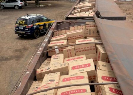 Caminhão é apreendido transportando 600 mil maços de cigarros