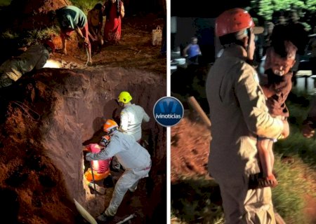 IVINHEMA: Bombeiros salvam criança de 2 anos após queda em buraco de obra