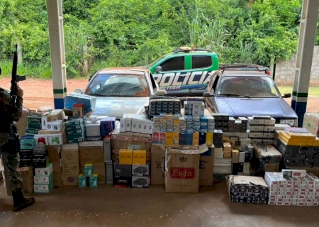Comboio com 12 veículos carregados com mercadorias do Paraguai é desarticulado na MS-380