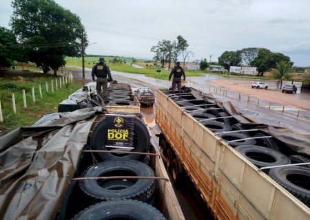 DOF apreende duas carretas carregadas com mais de R$ 1 milhão em pneus