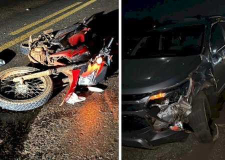 IVINHEMA: Grave acidente entre moto e caminhonete deixa homem ferido na BR-376