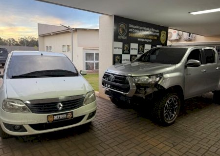 Caminhonete furtada é localizada em oficina de Dourados e dois são presos