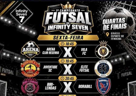 IVINHEMA: Quartas de final do 1º Campeonato de Futsal Infinity Seven acontecem nesta sexta-feira