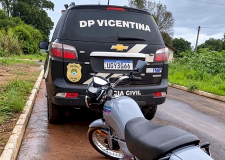 VICENTINA: Polícia Civil recupera motocicleta furtada do Detran em menos de 48 horas